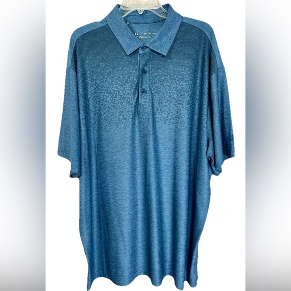 Under Armour Polo Shirt Mens 2XL Blue Heatgear Loose Fit Performance Stretch - Picture 1 of 9